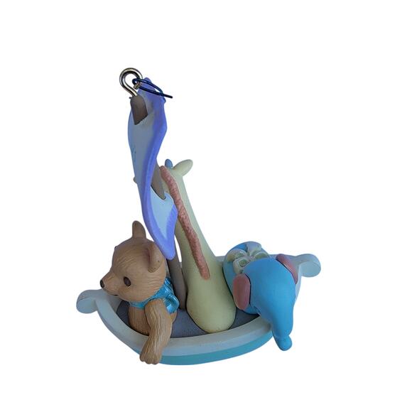 Vintage Baby Ornament Animal Boat with Sail Pastel Nursery Decor 1990s - Picture 3 of 10